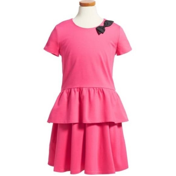KATE SPADE 12 SWIRL KARIS PEPLUM TIERED PINK DRESS 12 - Picture 2 of 5